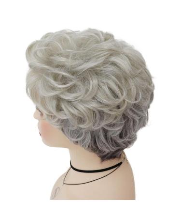 GNIMEGIL Short Curly Gray Wig for White Women - Golden Girls Costume Elderly Synthetic Wig - Buy Online on GoSupps.com