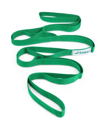 Trideer Stretching Strap Yoga Strap for Physical Therapy, 10 Loops Yoga Straps for Stretching, Non-Elastic Stretch Strap for Pilates, Exercise, Dance, Stretch Band with Workout Guide for Women & Men Green