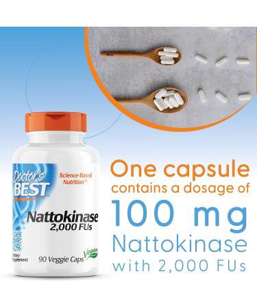 Doctor's Best Nattokinase 2000 FU 90 Vegan Capsules - Laboratory Tested, Gluten-Free, Vegetarian - 90 Count - Buy Online on GoSupps.com