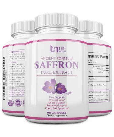 Saffron Extract Supplement 100mg - Powerful Appetite Suppressant for Weight Loss Eye & Heart Health Support - Organic Anti-Stress Energy & Mood Booster