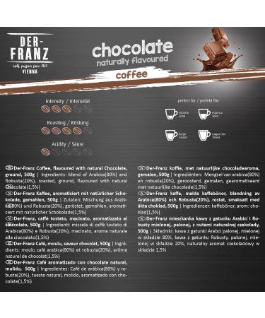 Der-Franz Chocolate Flavoured Coffee Grounds - 2 x 500g Packs - Buy Online on GoSupps.com