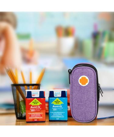 Curmio Double Layer Adrenaline Travel Bag - Portable Storage for EpiPens AUVI-Q & Asthma Inhalers - Purple - Buy Online on GoSupps.com