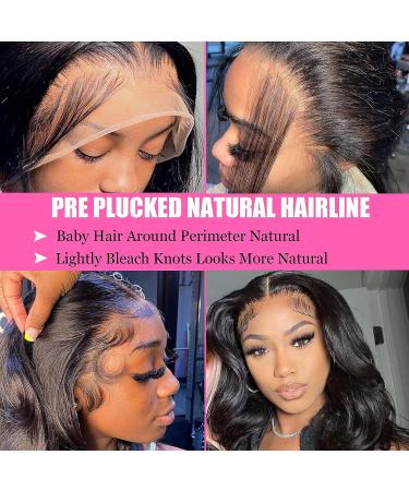 PIXIA 24 Inch Body Wave Lace Front Wig | Human Hair Pre Plucked | HD Transparent Lace Frontal | 150 Density | Glueless & Natural Color | for Black Women - Buy Online on GoSupps.com