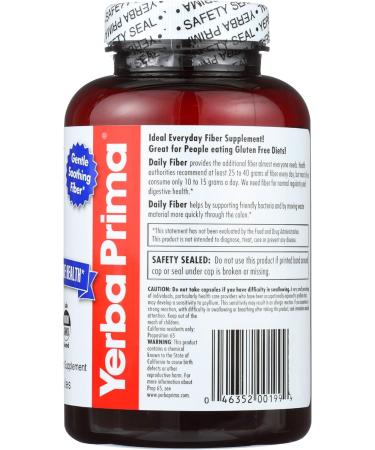 Yerba Prima Daily Fiber 625mg 180 Caplets - Natural Digestive Support - Buy Online on GoSupps.com