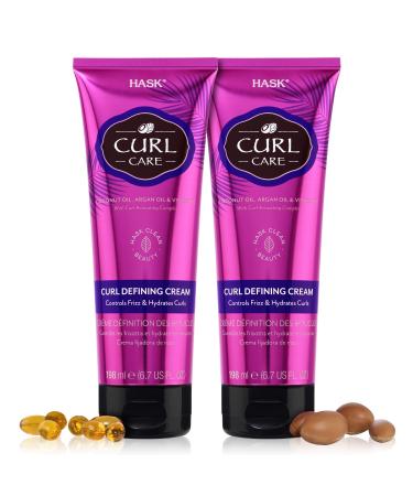 HASK CURL CARE Curl Defining Cream 2 Piece Bundle- vegan formula, cruelty free, color safe, gluten-free, sulfate-free, paraben-free