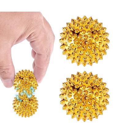 Acupressure ball 32 mm magnetic hedgehog ball massage ball magnetic skills balls foot massage acupressure balls set for stress relief or massage (gold)