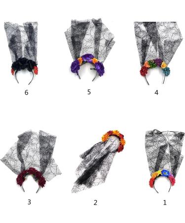 amangul Halloween Long Veil Headband Day of The Dead Lace Flower Veil Hairband Cosplay Costume Headpiece for Women Hair Decors(Fg1404) - Buy Online on GoSupps.com