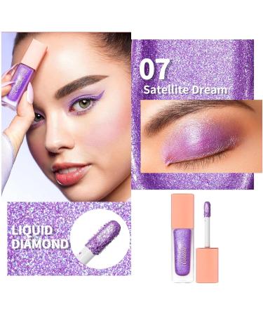 Oulac Liquid Glitter Eyeshadow Shimmer Eyeshadow Metallic Purple Eyeshadow Liquid Eyeliner with Fine Sparkle Blendable Sparkly Eye Make-up Crease Resisatnt Vegan 5.4g Satellite Dream (07) - Buy Online on GoSupps.com