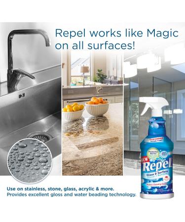 UNELKO Clean-X REPEL Glass & Surface Cleaner 32 fl. oz. (Pack of 3) - Repels Water Spots & Dirt on Glass, Mirror, Tile & Multi Surfaces - Buy Online on GoSupps.com