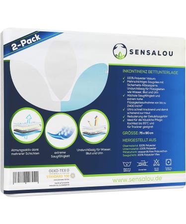 Sensalou Waterproof Mattress Topper 75x90 cm - Washable Incontinence Protector - Pack of 2 - Buy Online on GoSupps.com