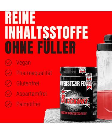 Powerstar Blackout Hardcore Pre-Workout Booster 600G | Vegan Energy & Focus | High-Dose Pump with Natural Caffeine | German Quality | Blue Raspberry Flavor - Buy Online on GoSupps.com