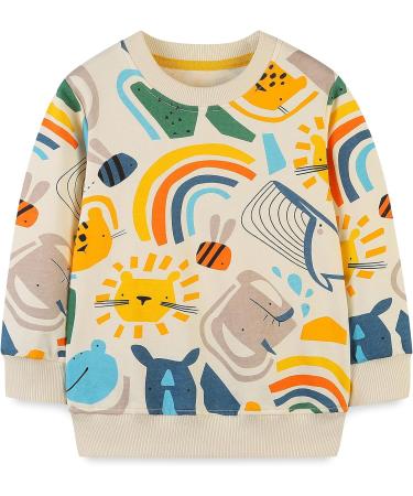 Kids Dinosaur Sweatshirt | Cotton Long Sleeve Jumper for Boys & Girls 1-8 Years | Toddler Pullover T-Shirt | Baby Clothes 5-6 Years | Rainbow Design - Buy Online on GoSupps.com