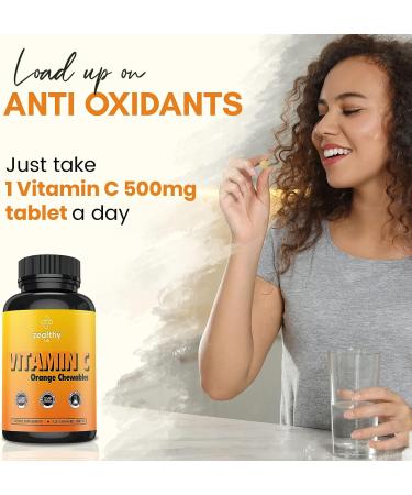 Zealthy Life Vitamin C 500mg Chewable - Immune Support Supplement with Antioxidants - Orange Flavor - Buy Online on GoSupps.com