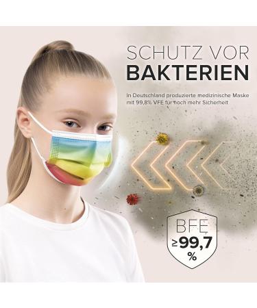 Rainbow Classic 100pc Disposable Face Masks - Small Size - Made in Germany - Breathable Triple Layer - CE Certified - 99.78% Filtration - Elastic Earloops - Buy Online on GoSupps.com