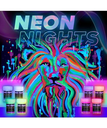 neon nights Glow in The Dark Paint Set - 8 Pack UV Acrylic Paints - Self Luminous 20mL for Halloween & Holiday Decor - Blacklight Activated - Buy Online on GoSupps.com