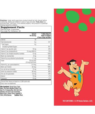Flintstones Vitamins for Picky Kids + Iron Kids Multivitamin Gummies with Vitamin C D E B6 and Iron Gummy Vitamins Grape Flavored 60 Gummies 60 Count (Pack of 1) - Buy Online on GoSupps.com