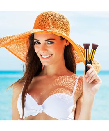 2 Pack Self Tanner Kabuki Brushes for Easy Face Application - Sunless Tanning Brush for Men and Women - Flat Head Design - Buy Online on GoSupps.com