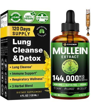 Mullein Drops for Lungs with Licorice & Astragalus Lung Detox for Smokers Tincture Respiratory & Immune Support Mullein Leaf Extract for Lung Cleanse 4 fl oz No Flavor 4 Fl Oz (Pack of 1)