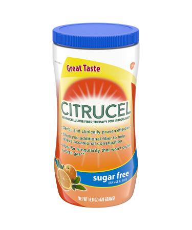 Citrucel Sugar Free Fiber Powder for Occasional Constipation Relief, Methylcellulose Fiber Powder, Orange Flavor - 16.9 Ounces