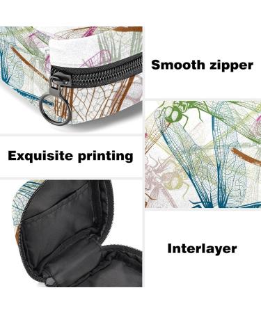 Stylish Menstruation Pad Bag with Zipper Lightweight Women's Napkin & Tampon Storage Cute Dragonflies & Animal Patterns - Buy Online on GoSupps.com