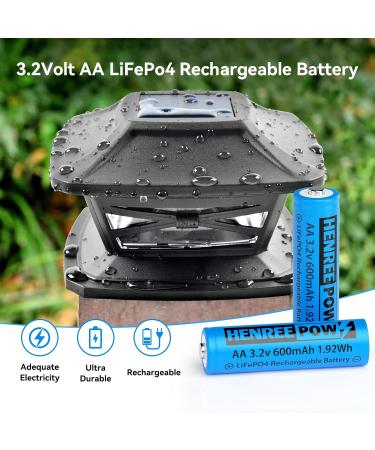 Buy Henreepow 3.2V AA 600mAh LiFePO4 Rechargeable Batteries - Low Self-Discharge for Solar Lights | 2-Pack AA 3.2V Battery - Buy Online on GoSupps.com