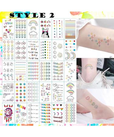 Summer Girls Tiny Temporary Tattoos - 60 Colorful Cute Geometry Waterproof Stickers | Small Fake Tattoos for Women & Kids - Buy Online on GoSupps.com