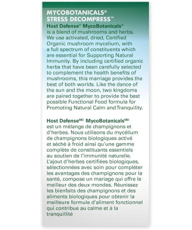 Host Defense MycoBotanicals Stress Decompress Mushroom Complex - Lion's Mane Reishi Ashwagandha Skullcap Lemon Balm - Mushroom Blend Supplement for Energy - 60 Capsules - Buy Online on GoSupps.com