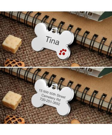 Nibana Dog Tag Personalized Pet ID Tags Custom Dog Name Tags Engraved on Both Sides 4 Lines of Custom Text Paw Print Bone Pet Tag for Dogs Cats (Blue) - Buy Online on GoSupps.com