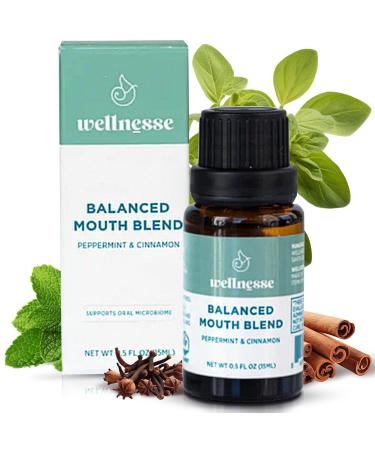 Wellnesse Concentrated Organic Mouthwash with Organic Peppermint Oil and Cinnamon Leaf Oil Alcohol-Free Natural Mouthwash-Freshens Breath - Oral Care Oil Pulling Mouthwash Balanced Mouth Blend