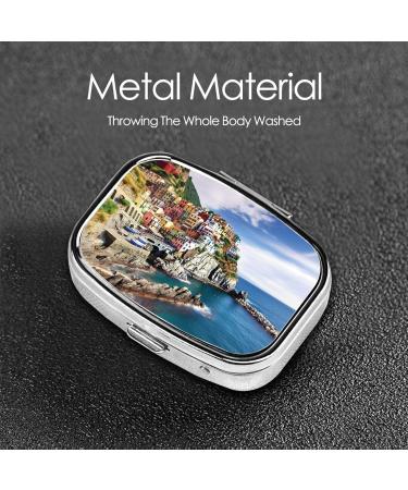 Cinque Terre Scenery 2 Compartment Small Pill Case | Cute Travel Pill Organizer for Pocket & Purse - Perfect Gift - Buy Online on GoSupps.com
