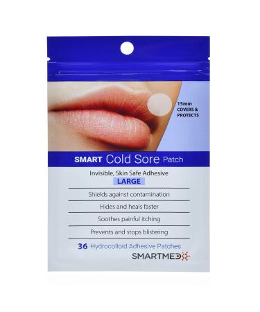 SMARTMED Smart Cold Sore Treatment Patch Large 36 Patches Help Prevent Breakouts, Soothe Itching and Burning | Skin Safe Adhesive