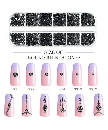 120 Multi Shapes Gems & 3000 Round Rhinestones with Tools - Nail Art Crystal Set (Black) - Buy Online on GoSupps.com