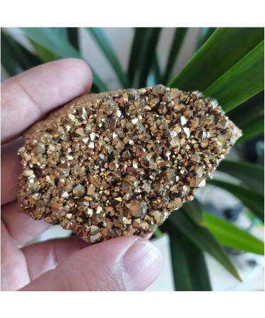 100g Natural Electroplating Gold Crystal Cluster Titanium Geode Cluster DIY Bare Stone Materials Jewelry Making 1pc Decoration 70-100g - Buy Online on GoSupps.com