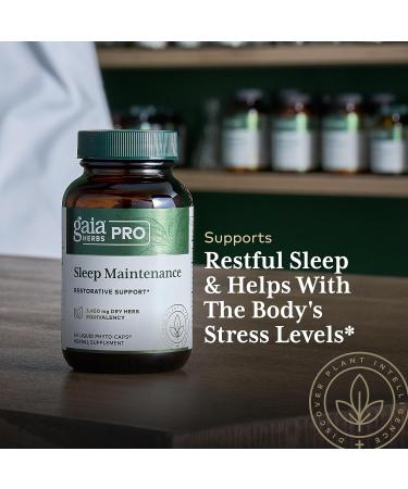 Gaia Herbs PRO Sleep Maintenance - Adrenal Health & Sleep Support* - Supplement with Ashwagandha Magnolia Bark & Jujube Date - Vegan Gluten-Free - 60 Liquid-Filled Capsules (30 Servings) - Buy Online on GoSupps.com