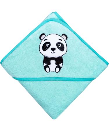 Laynenburg Premium Hooded Baby Towel - 100% Cotton Oeko Tex Cute Panda Design 80x80cm Ideal for Newborns & Children - Perfect Bath Towel for Boys & Girls - Turquoise - Buy Online on GoSupps.com