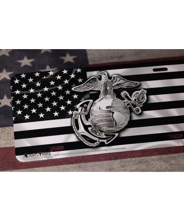 USMC Marine Corps License Plate | Black Flag Design | Front Car Plate Made in USA by Airstrike - Buy Online on GoSupps.com