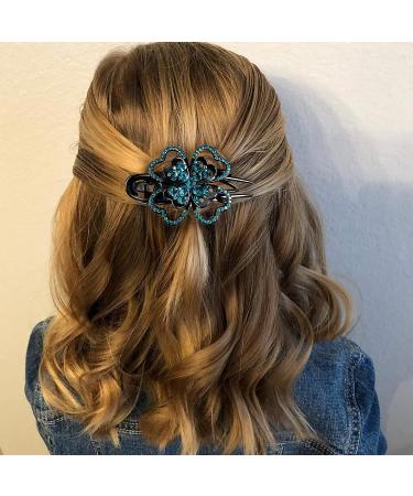 Crystal Flower Rhinestone Hair Claw Clips Set - Mother's Day Bling Wedding Barrettes for Thick Long Hair - 3Pcs - Buy Online on GoSupps.com