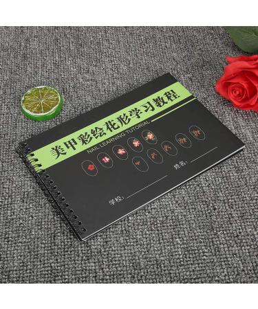 Nail Art Practice Book Simple & Easy to Use Cost-saving. Suitable for Beginners Multiple Nail Types. Nail Art Training Tool for Manicure Novel Practice (painted flowers)