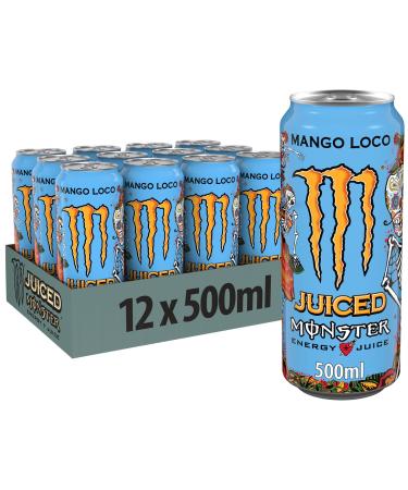 Monster Energy Mango Loco - caffeinated energy drink with a tropical fruit taste of mango guave and pineapple - in practical disposable doses (12 x 500 ml)