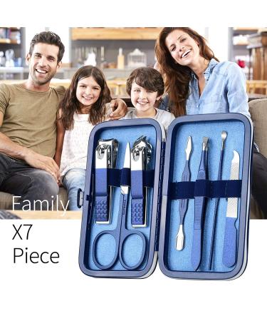 LCPCX 7-Piece Nail Clippers Pedicure Kit, Manicure Travel Set for Women & Men - Blue | Ideal Gift Option - Buy Online on GoSupps.com