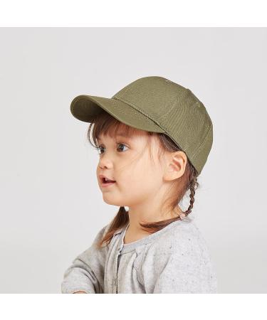 LANGZHEN Kids 100% Cotton Outdoor Baseball Cap Hat | Adjustable Sun Hat for Boys & Girls 1-2 Years | Army Green - Buy Online on GoSupps.com