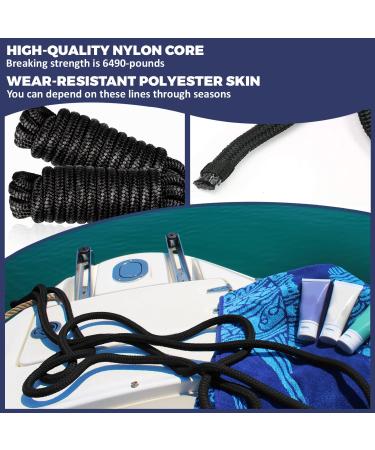 ACY Marine Double Braided Nylon Dock Line - 38 x 15ft - Boat Rope for Docking - Stretch Resistant - MarinePontoon Accessories - Buy Online on GoSupps.com