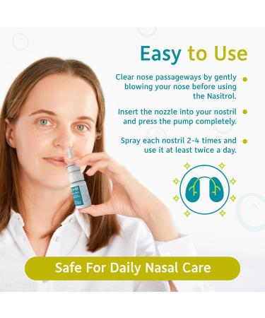 Nasitrol Natural Nasal Spray - All-Natural Saline Mist for Congestion and Daily Nose Care - Nasal Spray Essential for Cold and Flu Season - Instant Relief for Adults and Childrens - 25 mL Bottle - Buy Online on GoSupps.com