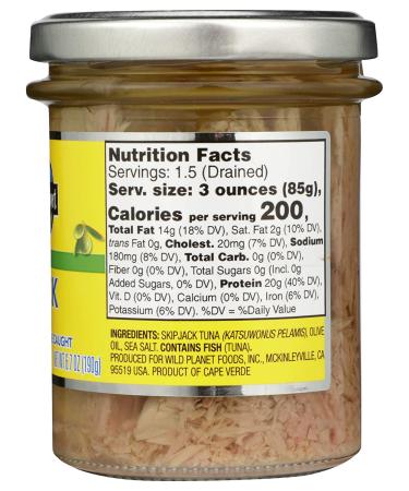 Wild Planet Skipjack Tuna in Olive Oil - Keto, Paleo, Mercury Tested, 6.7 oz - Buy Online on GoSupps.com