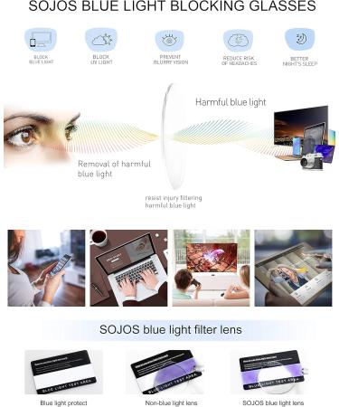 SOJOS Oversized Aviator Blue Light Blocking Glasses for Men & Women - SJ5098 Gold Metal Frame Clear Lens Eyeglasses - Buy Online on GoSupps.com