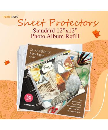 50 Pack 12.25x12.25 Clear Sheet Protectors for Scrapbook Refill Pages - Top Loading, Archival Safe Plastic Sleeves for Documents and Photos - Buy Online on GoSupps.com