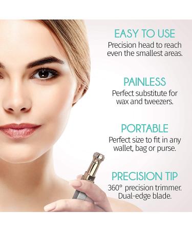 2-in-1 Rechargeable Eyebrow and Facial Hair Trimmer - Painless Epilator with LED Light in Gold Green Case - Buy Online on GoSupps.com