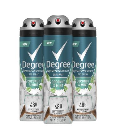 DEGREE Men Antiperspirant Deodorant Spray Coconut & Mint 48-Hour Protection,3.8 Ounce, 3 Count 3.8 Ounce (Pack of 3)