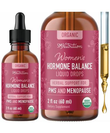 Hormone Balance Liquid Drops | With Black Cohosh Stinging Nettle Red Raspberry Leaf Chasteberry & More | Menopause Hot Flash & PMS Relief Menstrual Herbal Support Tincture | Vegan Formula | 2oz