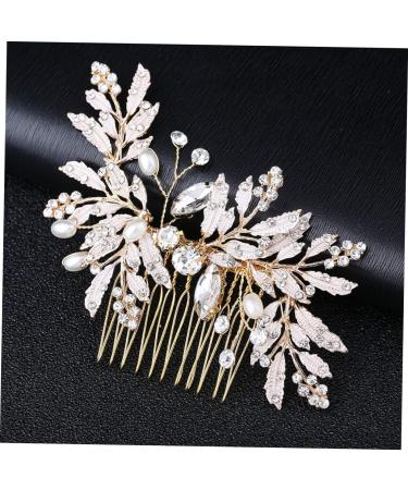 Beaupretty Comb Leaf Hair Pins Bridal Bride Hair Clip Pearl Hair Clip Clear Crystal Hairpin Pearl Hair Pin Gold Tiara Bride Veil Clip Rhinestone Hairpin Pearl Tiara Rhinestones Accessories - Buy Online on GoSupps.com